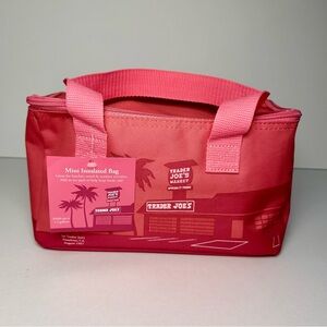 Trader Joe's Pink Mini Insulated Cooler Tote Lunch Bag. New With Tags